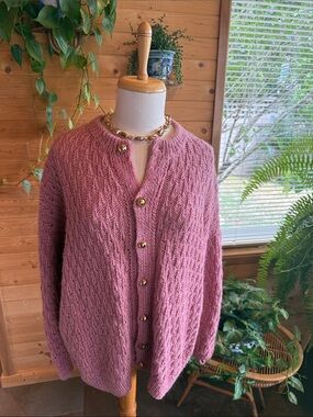 Vintage Rose Knit Button-Front Women's Cardigan